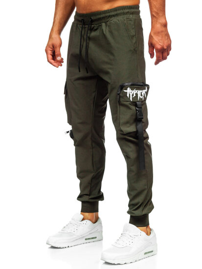 Homme Pantalon de jogging cargo Vert Bolf K15