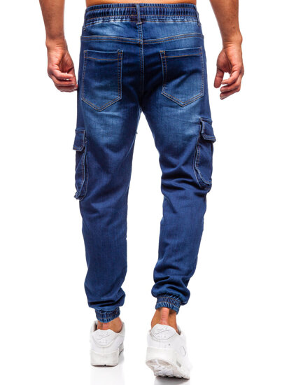 Homme Pantalon de jogging cargo en jean Bleu foncé Bolf 8166