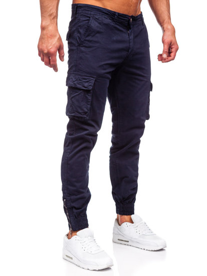 Homme Pantalon de jogging cargo en jean Bleu foncé Bolf Z808