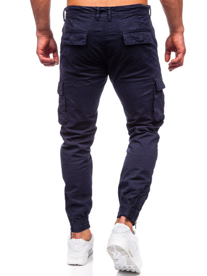 Homme Pantalon de jogging cargo en jean Bleu foncé Bolf Z808