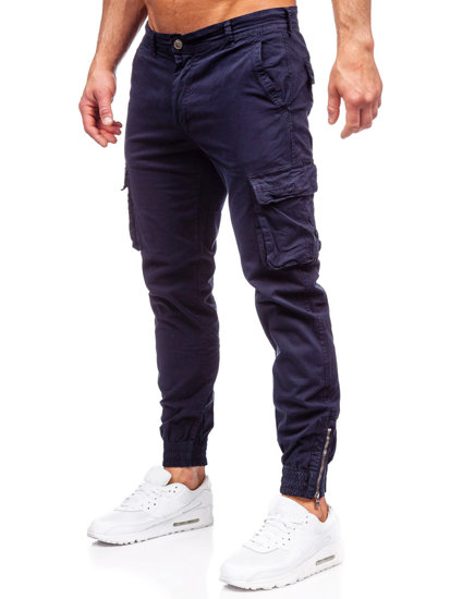 Homme Pantalon de jogging cargo en jean Bleu foncé Bolf Z808