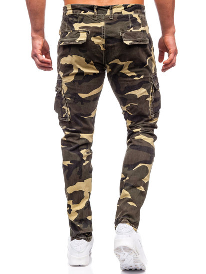 Homme Pantalon de jogging cargo en jean Khaki Bolf Z811