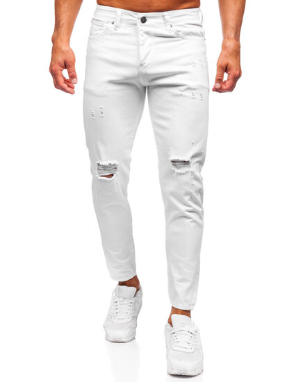 Homme Pantalon en jean slim fit Blanc Bolf 5872