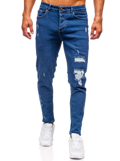 Homme Pantalon en jean slim fit Bleu foncé Bolf 6565