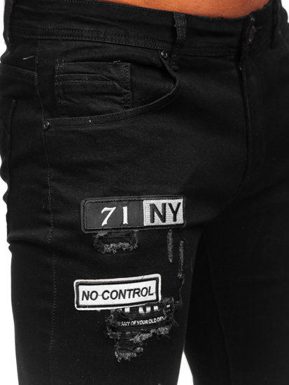 Homme Pantalon en jean slim fit Noir Bolf E7838