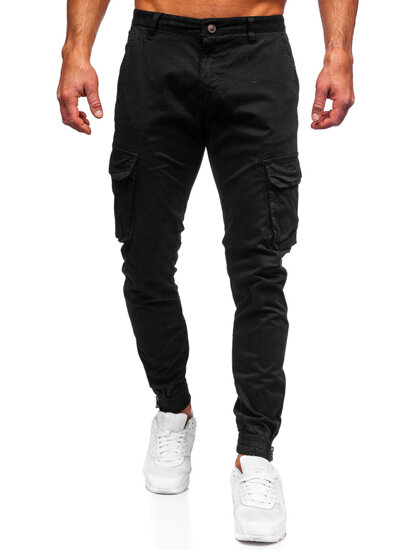 Homme Pantalon jogger cargo Noir Bolf 77322