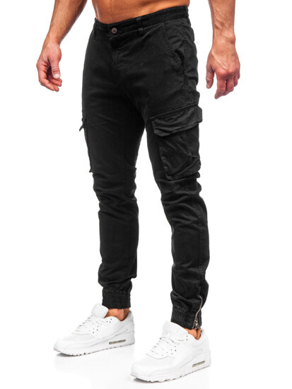 Homme Pantalon jogger cargo Noir Bolf 77322