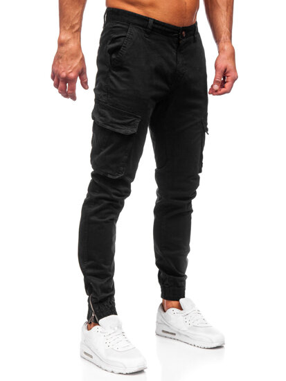 Homme Pantalon jogger cargo Noir Bolf 77322