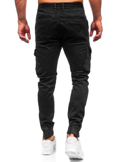 Homme Pantalon jogger cargo Noir Bolf 77322