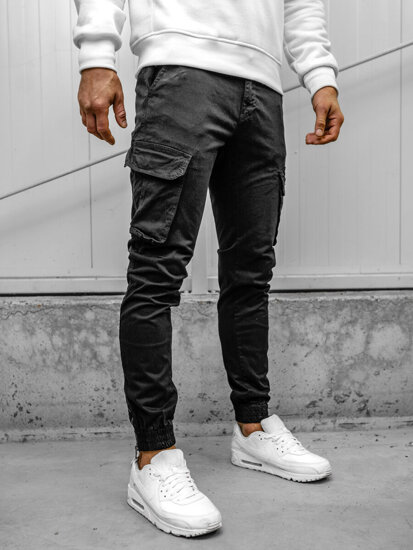 Homme Pantalon jogger cargo Noir Bolf 77322A