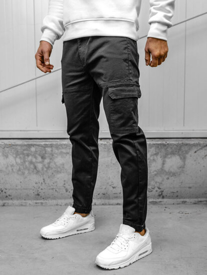 Homme Pantalon jogger cargo Noir Bolf S201A