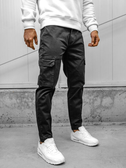 Homme Pantalon jogger cargo Noir Bolf S201A