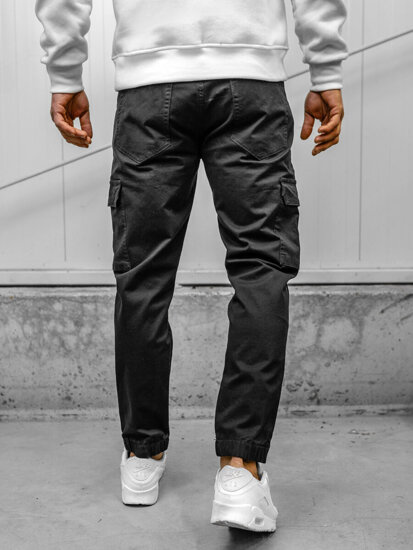 Homme Pantalon jogger cargo Noir Bolf S201A