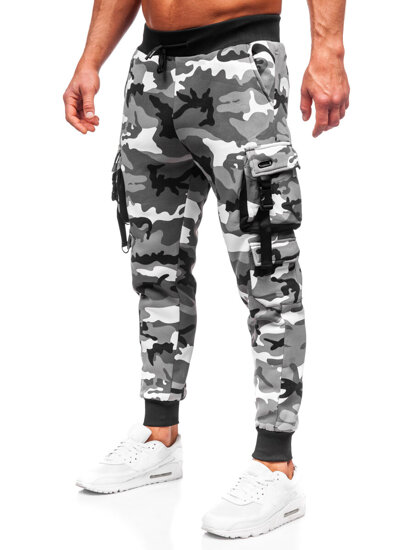 Homme Pantalon jogger cargo camouflage Gris Bolf HSS125