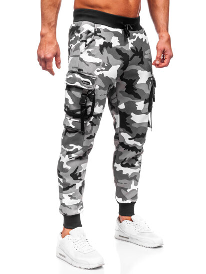 Homme Pantalon jogger cargo camouflage Gris Bolf HSS125