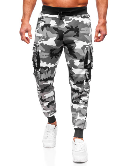 Homme Pantalon jogger cargo camouflage Gris Bolf HSS125