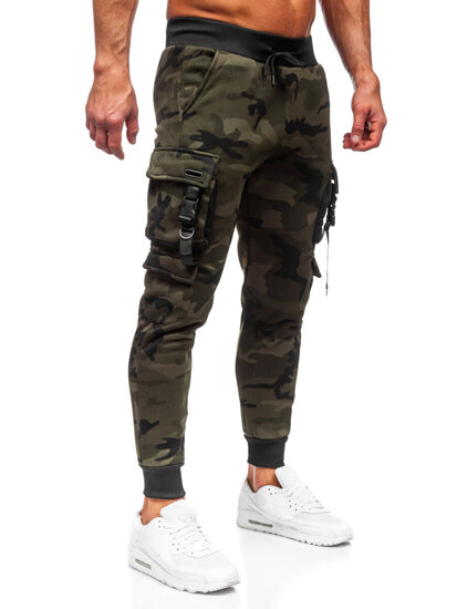 Homme Pantalon jogger cargo camouflage Vert Bolf HSS125