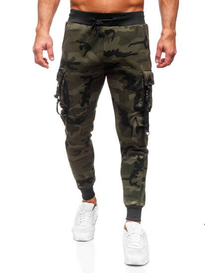 Homme Pantalon jogger cargo camouflage Vert Bolf HSS125