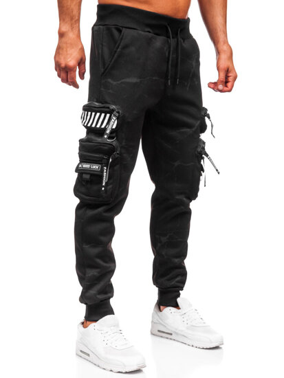 Homme Pantalon jogger cargo chaud Noir Bolf HSS339