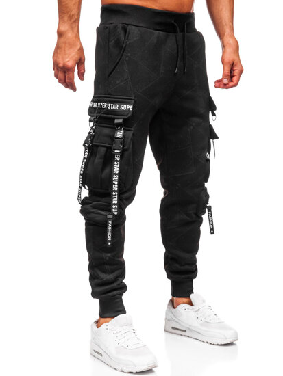 Homme Pantalon jogger cargo chaud Noir Bolf HSS340