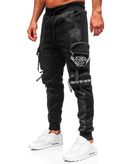 Homme Pantalon jogger cargo chaud Noir Bolf HSS342