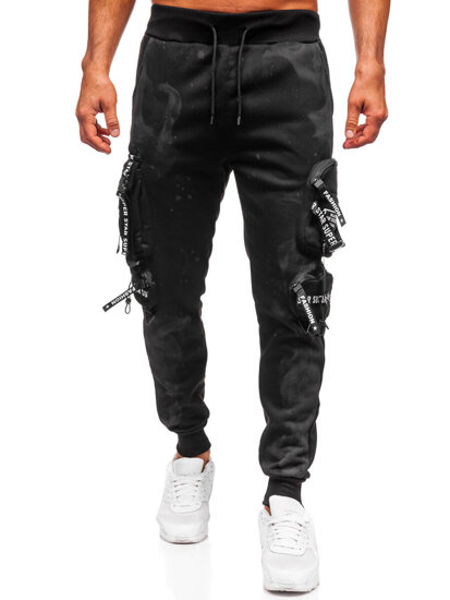 Homme Pantalon jogger cargo chaud Noir Bolf HSS342