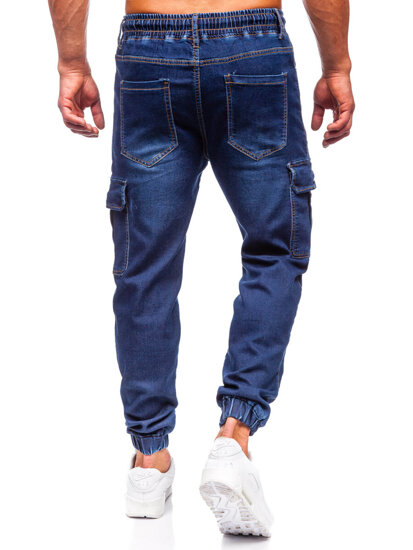 Homme Pantalon jogger cargo en jean Bleu foncé Bolf 8115