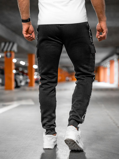 Homme Pantalon jogger cargo épais Noir Bolf JX8715A