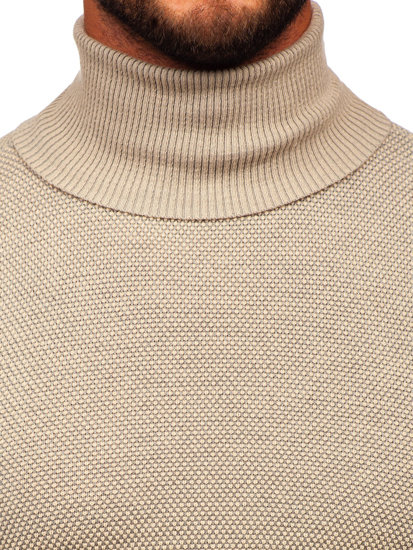 Homme Pull à col roulé Beige Bolf W2-20125