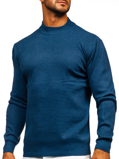 Homme Pull à col roulé basic Bleu foncé Bolf S8519