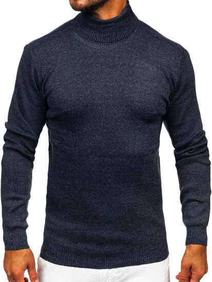 Homme Pull à col roulé basic Bleu foncé Bolf S8730