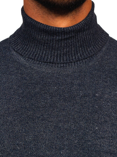 Homme Pull à col roulé basic Bleu foncé Bolf S8730