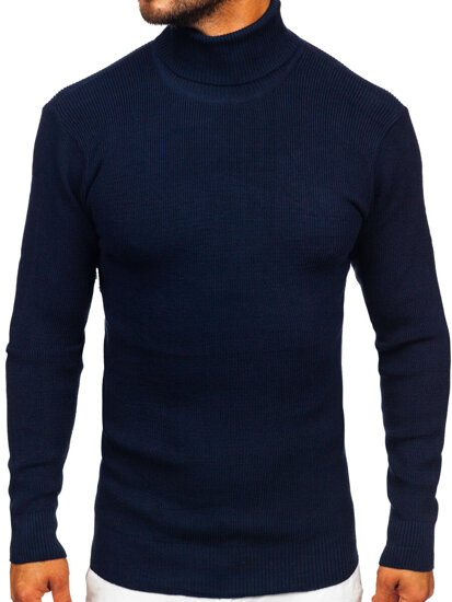 Homme Pull à col roulé basic Bleu foncé Bolf S8751