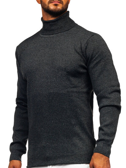 Homme Pull à col roulé basic Noir Bolf S8730