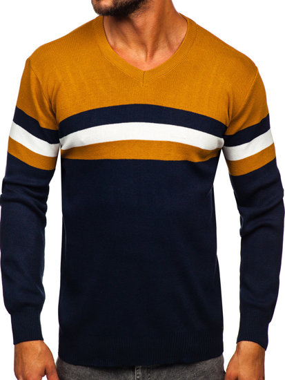 Homme Pull col V Camel Bolf S8535