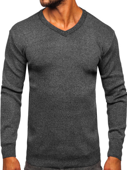 Homme Pull col V basic Anthracite Bolf S8530