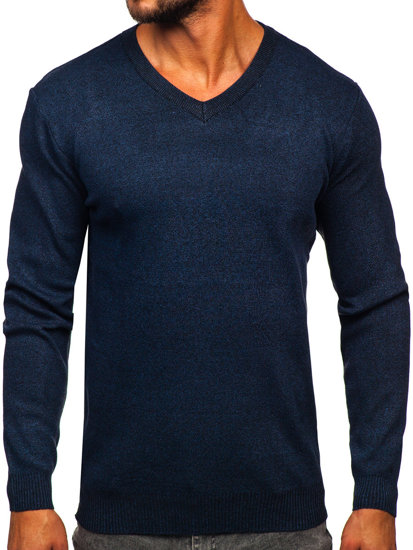 Homme Pull col V basic Bleu foncé Bolf S8530