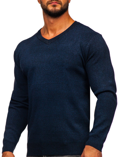 Homme Pull col V basic Bleu foncé Bolf S8530