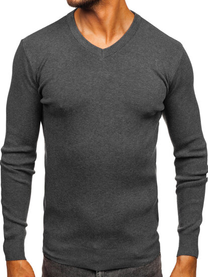 Homme Pull uni col V Graphite Bolf H2405