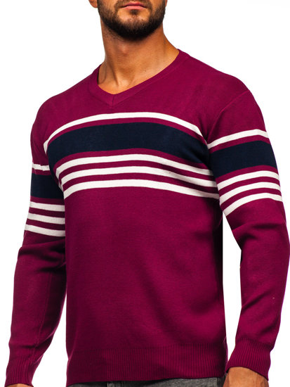 Homme Pull uni col V Violet Bolf S8536