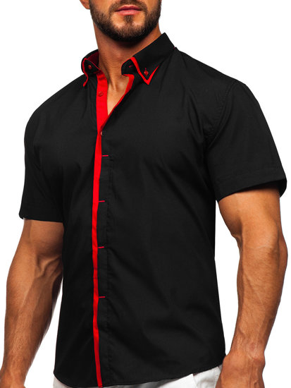 Homme Short Sleeve Shirt Noir Bolf 19601