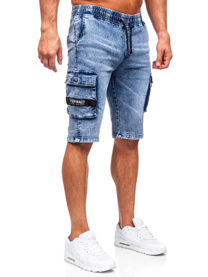 Homme Short cargo en jean Bleu Bolf HY818