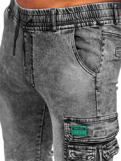 Homme Short cargo en jean Noir Bolf HY820