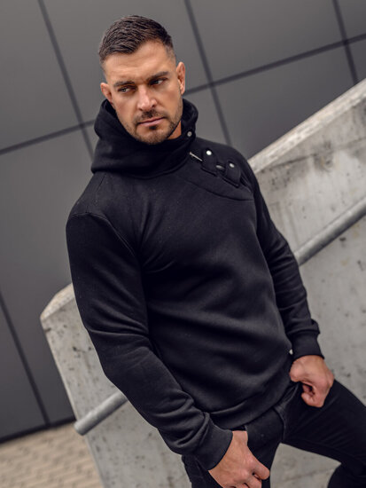 Homme Sweat à capuche épais Noir Bolf 06A