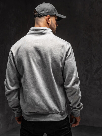 Homme Sweat-shirt à col montant avec fermeture Gris Bolf B002A1