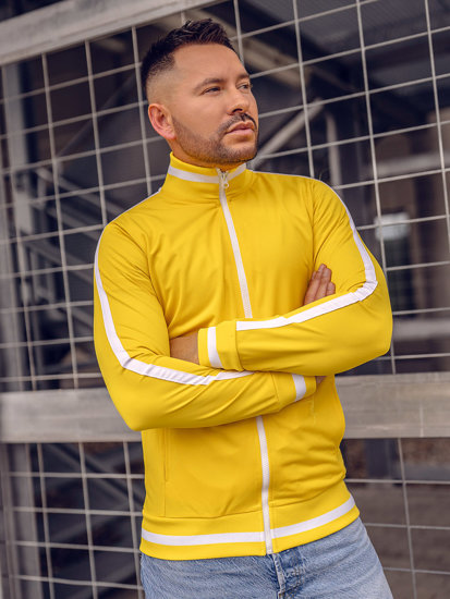 Homme Sweat-shirt col montant style rétro Jaune Bolf 2126A