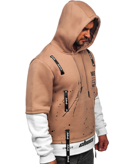 Homme Sweat-shirt imprimé à capuche Beige Bolf LJ0586A