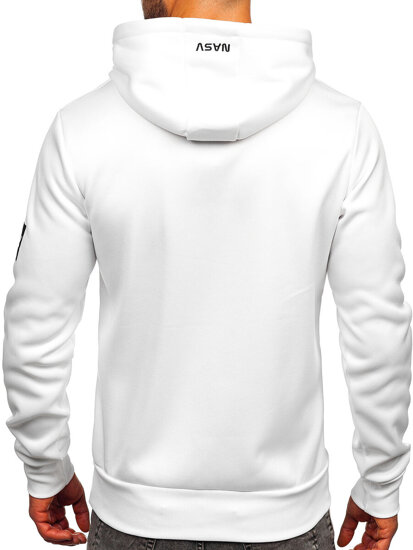 Homme Sweat-shirt kangourou à capuche imprimé Blanc Bolf HM1073