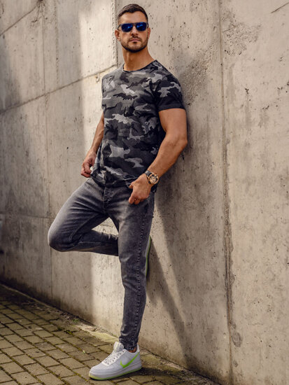 Homme T-shirt à imprimé camo Graphite Bolf S807A1