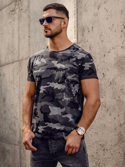 Homme T-shirt à imprimé camo Graphite Bolf S807A1